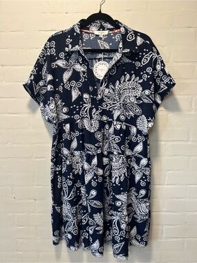 NWT Umgee+ Navy Paisley Babydoll Tunic Mini Dress XL
